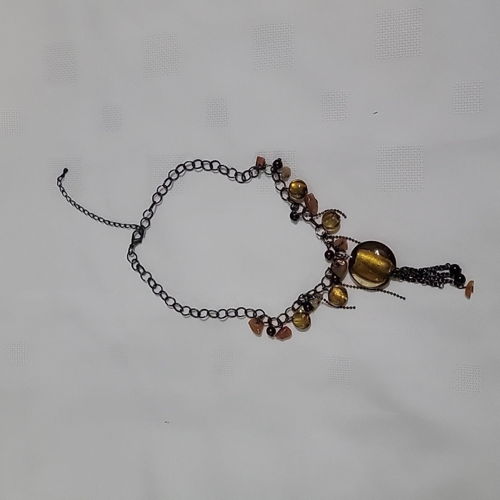 Vintage 1970's carnelian and agate stone clustered necklace - Picture 5 of 6